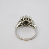 18ct White Gold 18-Stone Diamond Floral Cluster Ring Vintage 1975 London