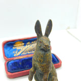 Cold Painted Victorian Vienna Bronze Standing Hare Sculpture Antique c1880