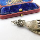 Victorian Sterling Silver Large Figa Hand Pendant Antique c1880