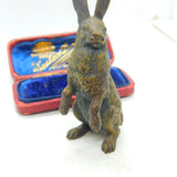 Cold Painted Victorian Vienna Bronze Standing Hare Sculpture Antique c1880