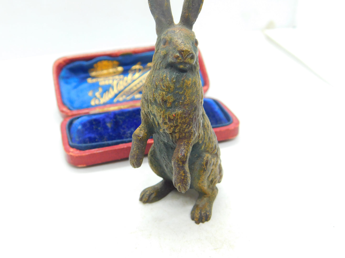 Cold Painted Victorian Vienna Bronze Standing Hare Sculpture Antique c1880