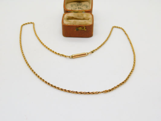 Victorian 9ct Yellow Gold Rope Chain Necklace Antique c1880 17" 43cm Length