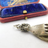 Victorian Sterling Silver Large Figa Hand Pendant Antique c1880