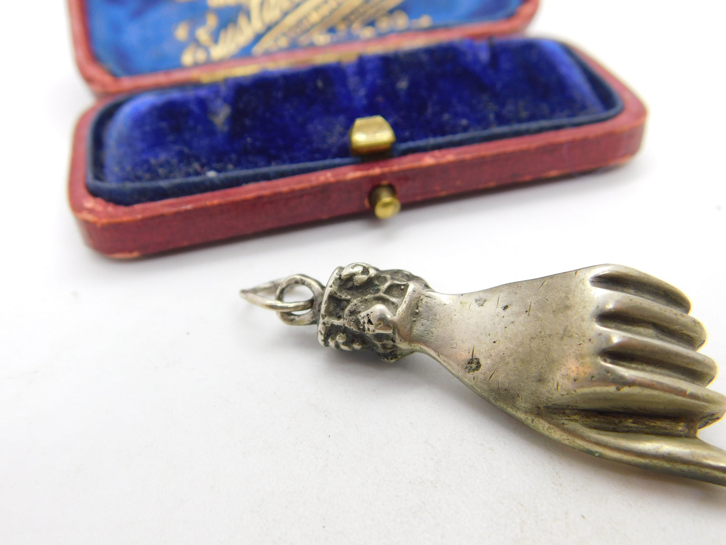 Victorian Sterling Silver Large Figa Hand Pendant Antique c1880