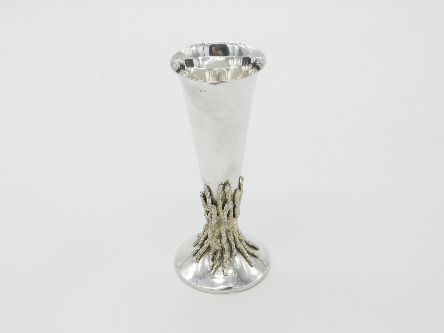 Sterling Silver Modernist Tree Stump Form Flower Vase 1972 Deakin & Francis