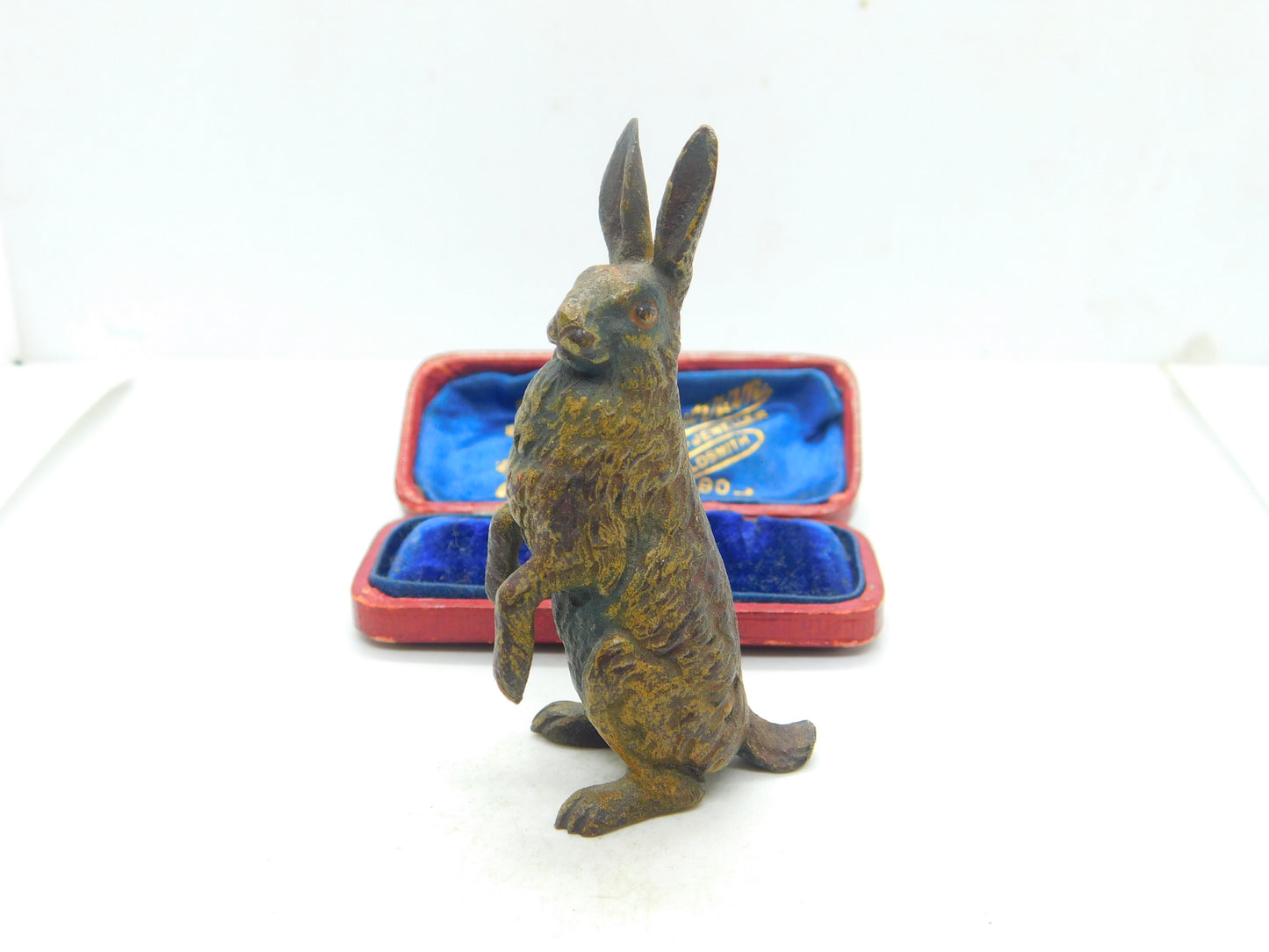 Cold Painted Victorian Vienna Bronze Standing Hare Sculpture Antique c1880