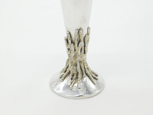 Sterling Silver Modernist Tree Stump Form Flower Vase 1972 Deakin & Francis