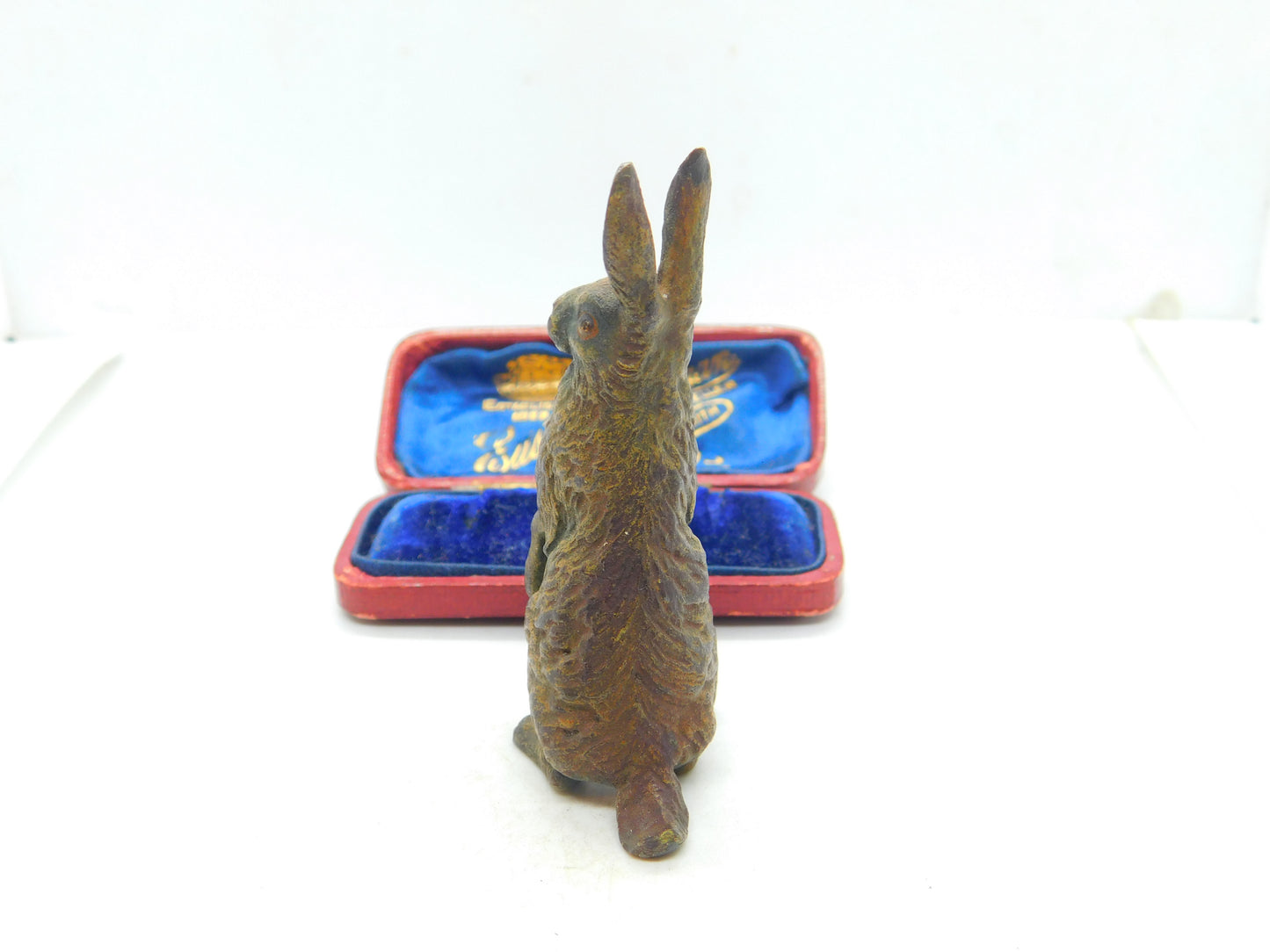 Cold Painted Victorian Vienna Bronze Standing Hare Sculpture Antique c1880