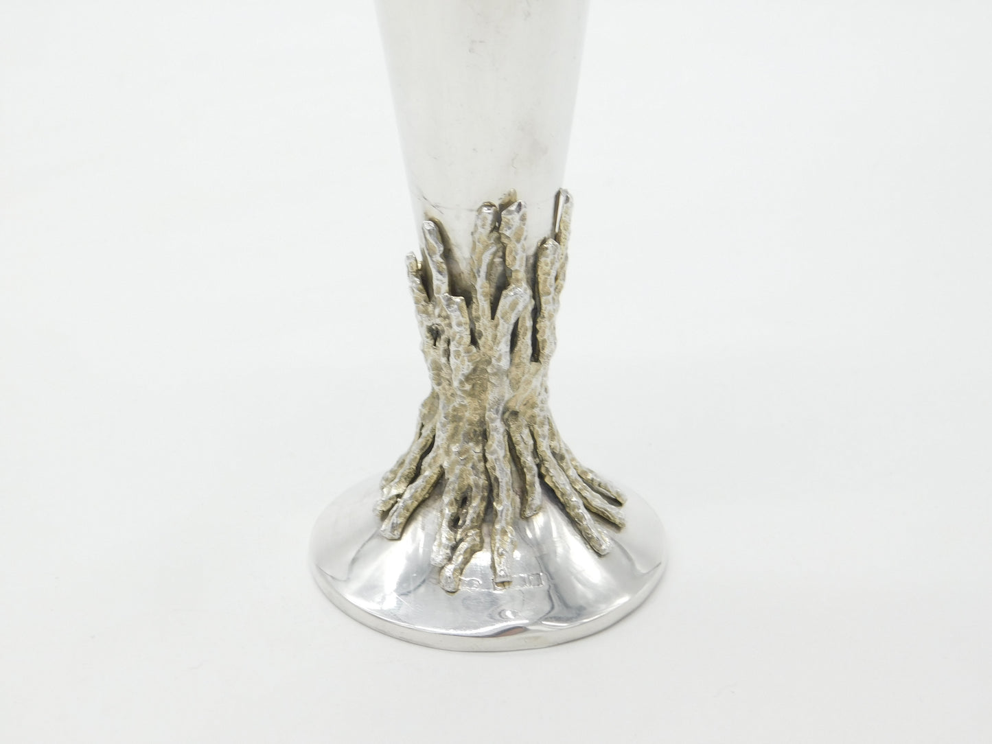 Sterling Silver Modernist Tree Stump Form Flower Vase 1972 Deakin & Francis