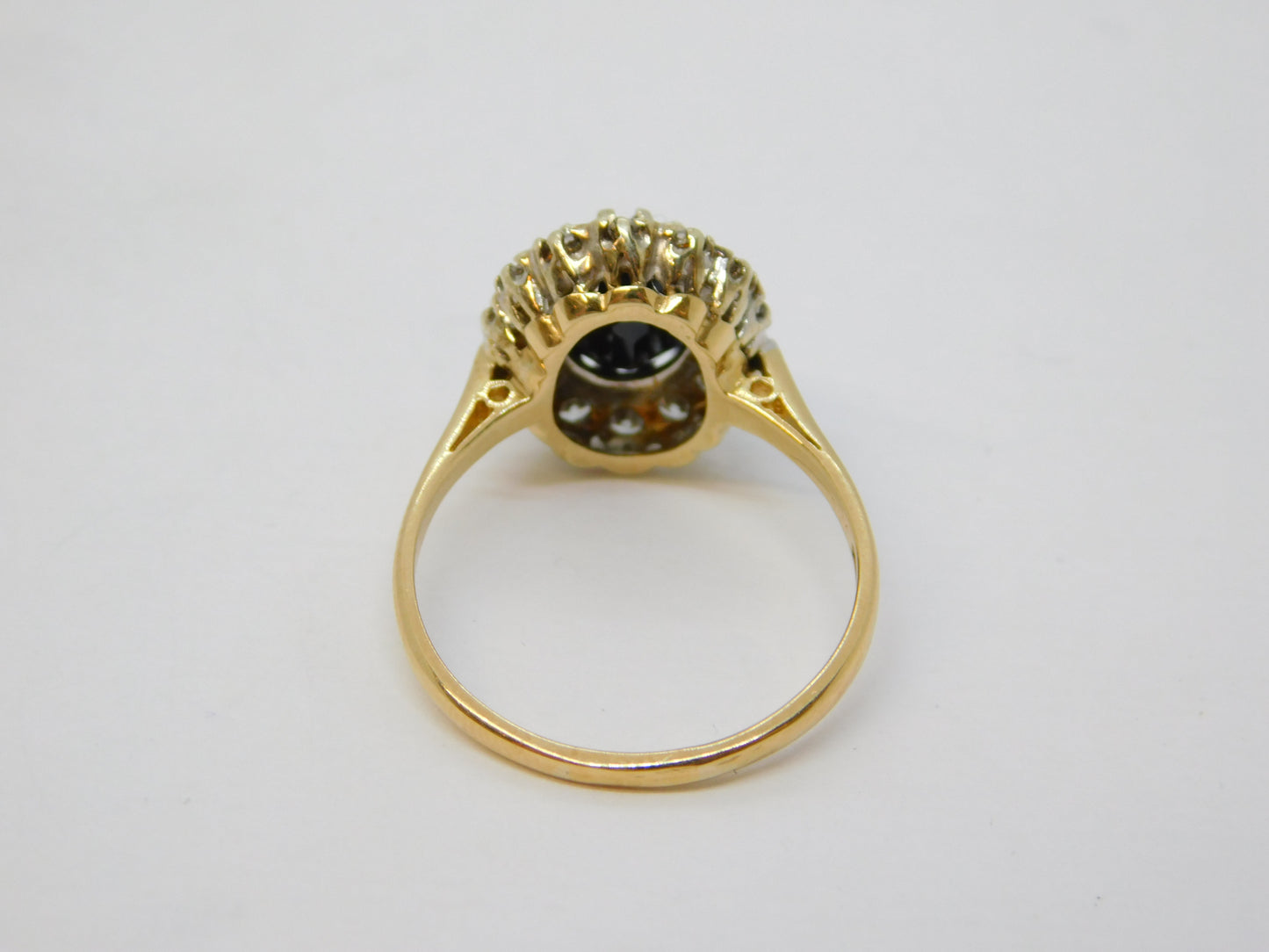 9ct Yellow Gold 2ct Sapphire & Spinel Set Engagement Ring Vintage 1986 London