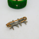 19th Century .935 Silver, Rolled Gold & Paste Swallow Sweetheart Brooch Antique c1880