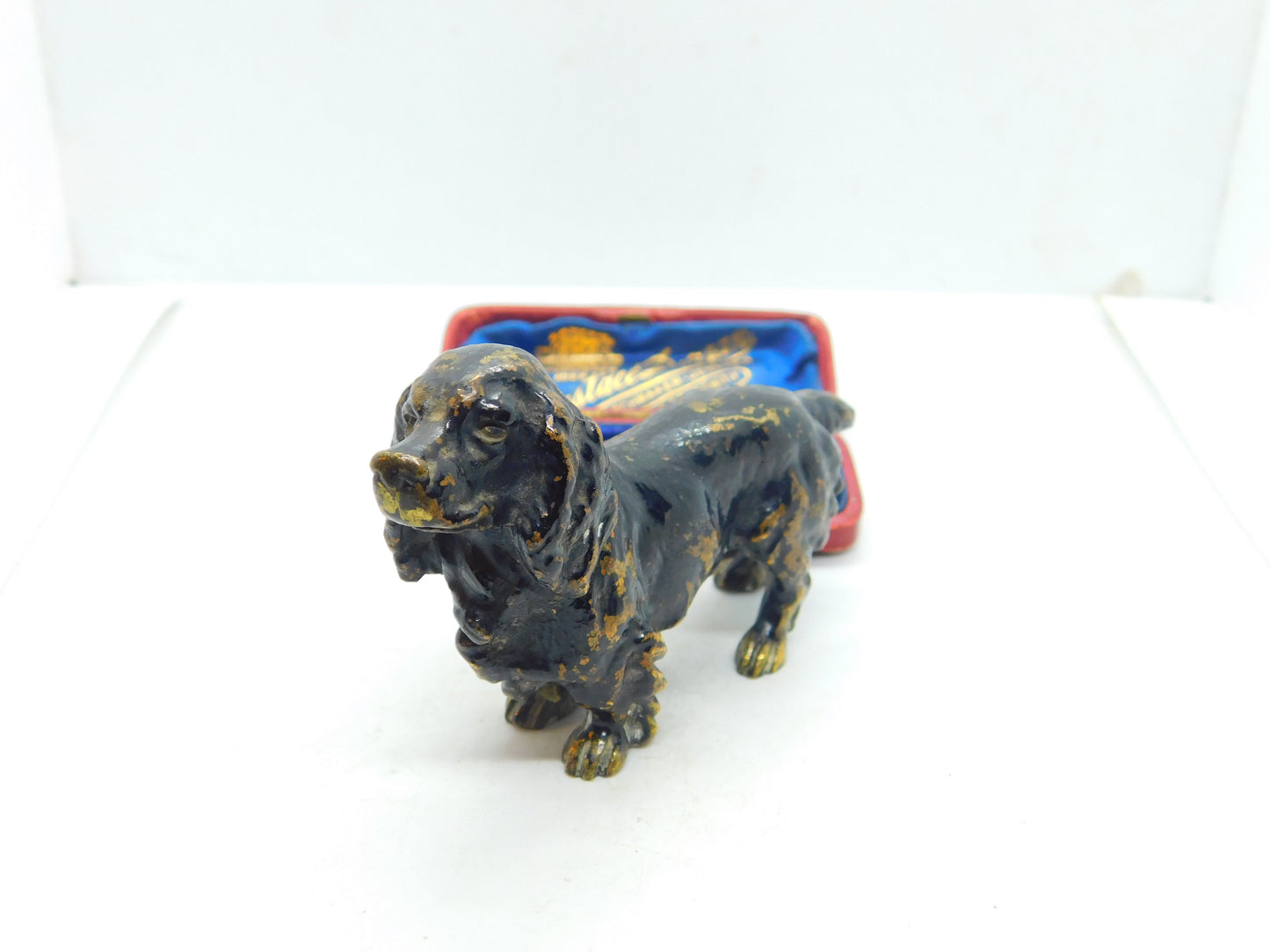 Victorian Cold Painted Bronze Cocker Spaniel Dog Sculpture Antique c1880