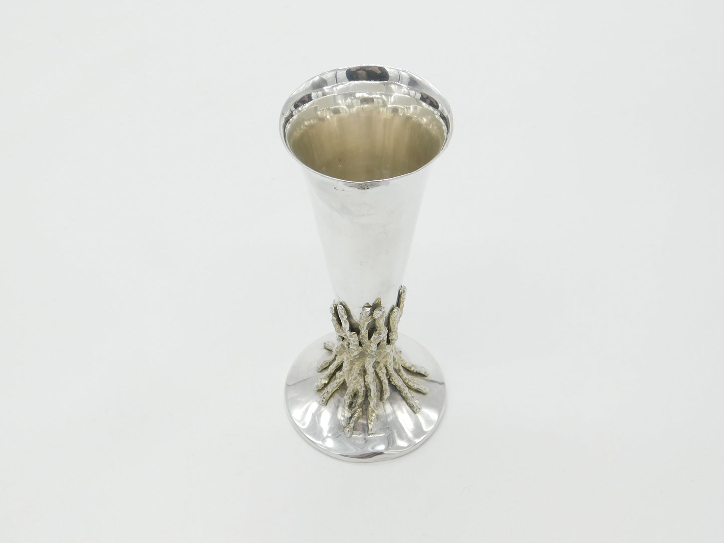 Sterling Silver Modernist Tree Stump Form Flower Vase 1972 Deakin & Francis