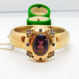 Early Victorian Pinchbeck & Amethyst Floral Paste Cuff Bangle Antique c1840