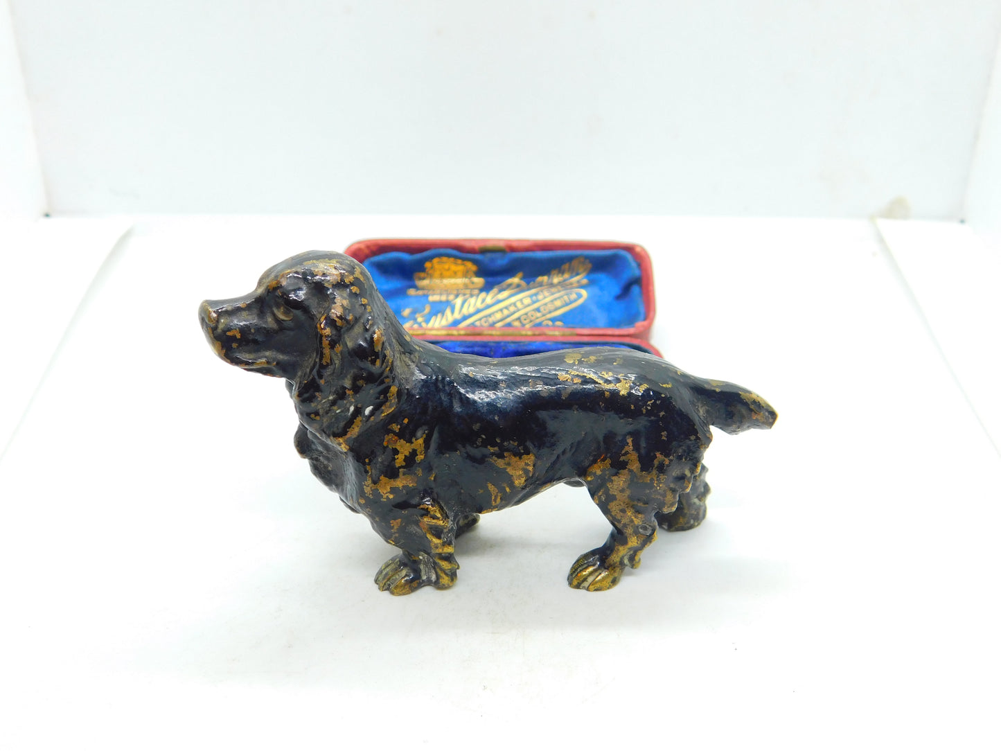 Victorian Cold Painted Bronze Cocker Spaniel Dog Sculpture Antique c1880