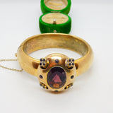 Early Victorian Pinchbeck & Amethyst Floral Paste Cuff Bangle Antique c1840