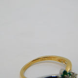 14ct Two-Tone Gold, Emerald & Diamond Floral Crossover Ring Vintage c1990