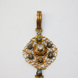 18th Century Iberian 14ct Rose Gold, Old Cut Diamond Drop Pendant Antique c1780