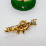 Edwardian 9ct Yellow Gold & Seed Pearl Floral Spray Brooch Antique c1910