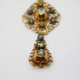 18th Century Iberian 14ct Rose Gold, Old Cut Diamond Drop Pendant Antique c1780