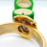 Early Victorian Pinchbeck & Amethyst Floral Paste Cuff Bangle Antique c1840