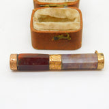 Victorian Scottish Red & Montrose Agate Cylinder Brooch c1860 Antique