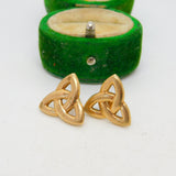 Pair of 9ct Yellow Gold Celtic Knot Stud Earrings Vintage c1980 Birmingham