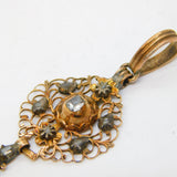18th Century Iberian 14ct Rose Gold, Old Cut Diamond Drop Pendant Antique c1780