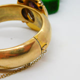 Early Victorian Pinchbeck & Amethyst Floral Paste Cuff Bangle Antique c1840