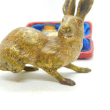Cold Painted Vienna Bronze Running Hare Sculpture Antique c1860 Victorian