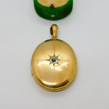 Large Victorian Gold Plated Paste Set Shooting Star Locket Pendant Antique c1880