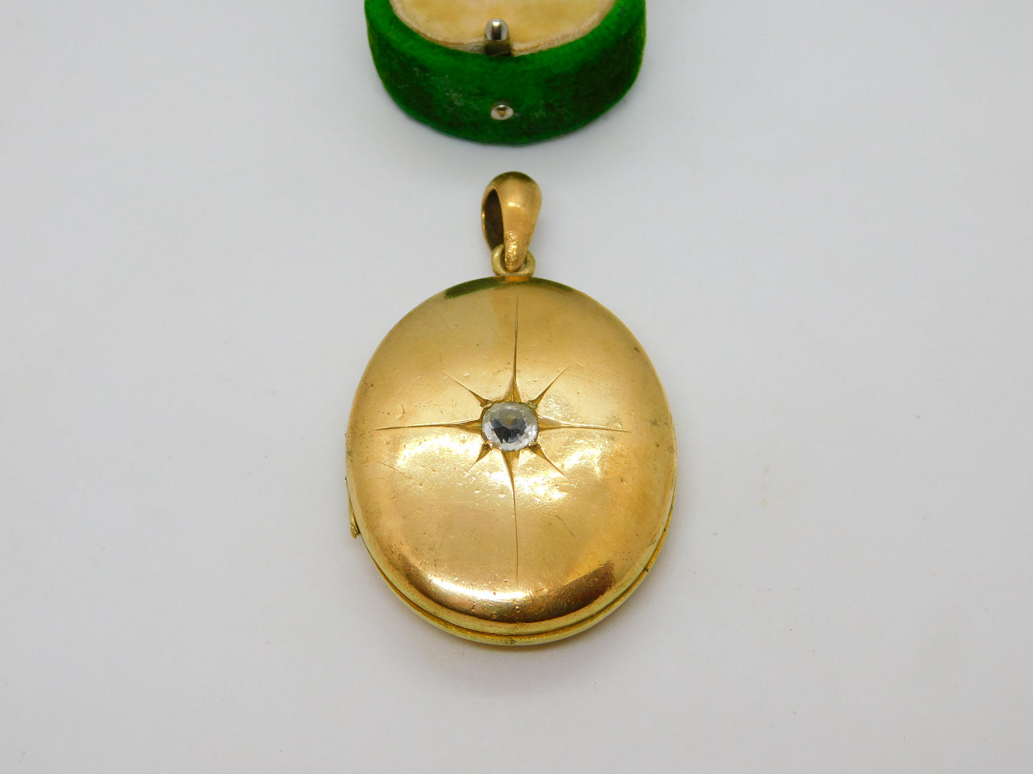 Large Victorian Gold Plated Paste Set Shooting Star Locket Pendant Antique c1880