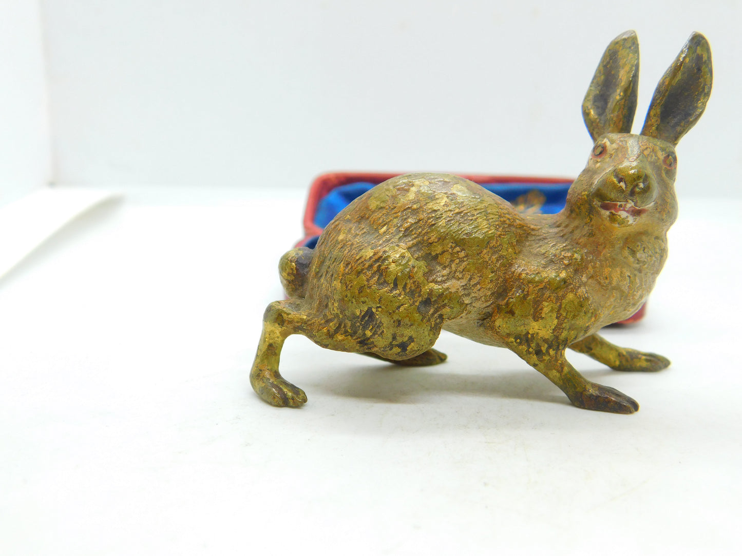 Cold Painted Vienna Bronze Running Hare Sculpture Antique c1860 Victorian