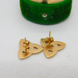 Pair of 9ct Yellow Gold Celtic Knot Stud Earrings Vintage c1980 Birmingham