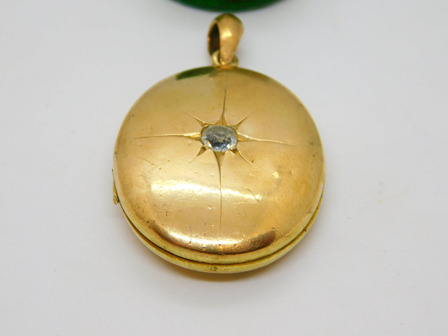 Large Victorian Gold Plated Paste Set Shooting Star Locket Pendant Antique c1880