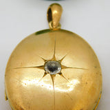 Large Victorian Gold Plated Paste Set Shooting Star Locket Pendant Antique c1880