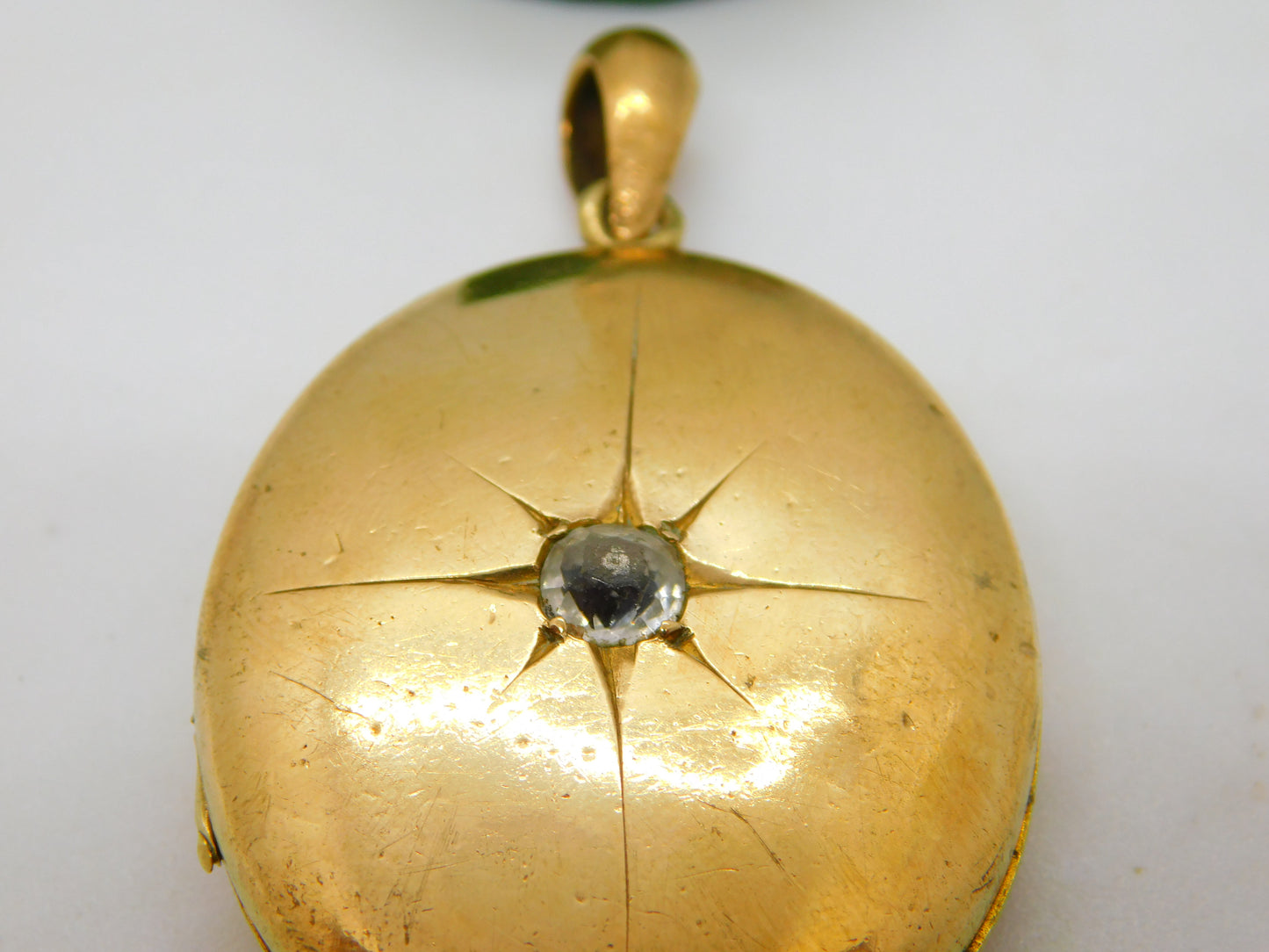 Large Victorian Gold Plated Paste Set Shooting Star Locket Pendant Antique c1880