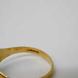 9ct Yellow Gold Square Signet Ring Floral Pattern Vintage c1970 London