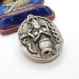 Victorian Large Sterling Silver Indian Locket or Pendant Antique c1880