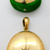 Large Victorian Gold Plated Paste Set Shooting Star Locket Pendant Antique c1880