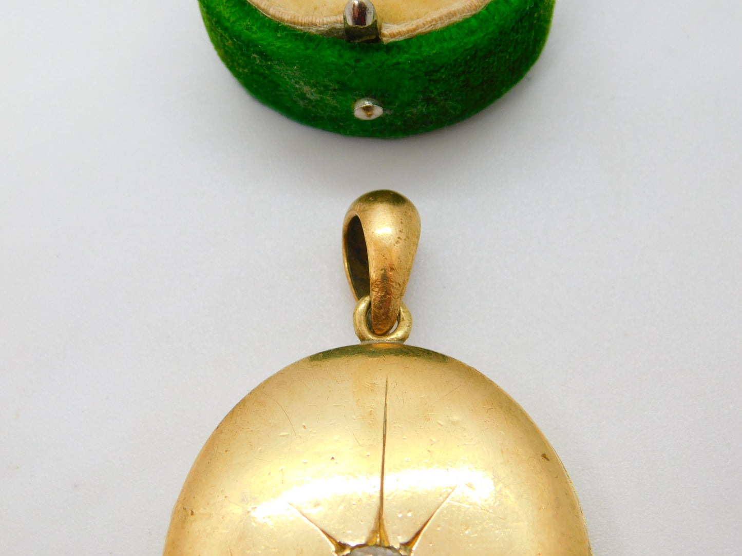 Large Victorian Gold Plated Paste Set Shooting Star Locket Pendant Antique c1880