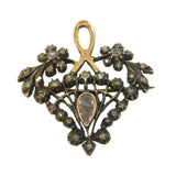 18th Century Iberian 9ct Gold & Silver Old-Cut Diamond Floral Brooch Antique c1780
