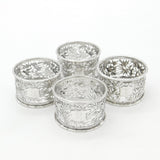 Luen Wo Shanghai Chinese Sterling Silver Set of 4 Numbered Napkin Rings c1890