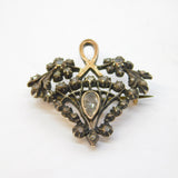 18th Century Iberian 9ct Gold & Silver Old-Cut Diamond Floral Brooch Antique c1780