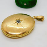 Large Victorian Gold Plated Paste Set Shooting Star Locket Pendant Antique c1880