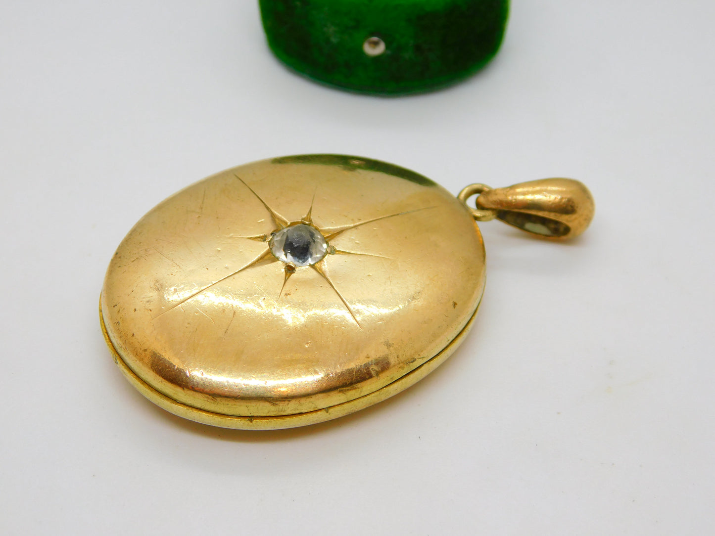 Large Victorian Gold Plated Paste Set Shooting Star Locket Pendant Antique c1880