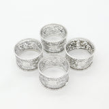 Luen Wo Shanghai Chinese Sterling Silver Set of 4 Numbered Napkin Rings c1890