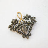 18th Century Iberian 9ct Gold & Silver Old-Cut Diamond Floral Brooch Antique c1780