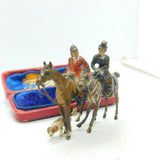 Victorian Cold Painted Small Bronze Hunting Scene Sculpture With Hound c1880