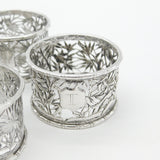 Luen Wo Shanghai Chinese Sterling Silver Set of 4 Numbered Napkin Rings c1890